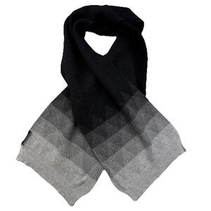 Banana Republic Merino Wool Scarf Black Gray Ombre Geometric 12” x 67”